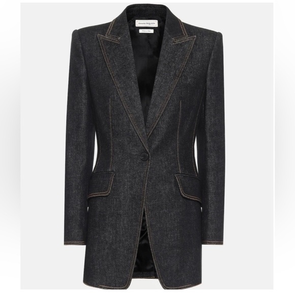 Alexander McQueen Black Demin Blazer Tailored Suit Jacket